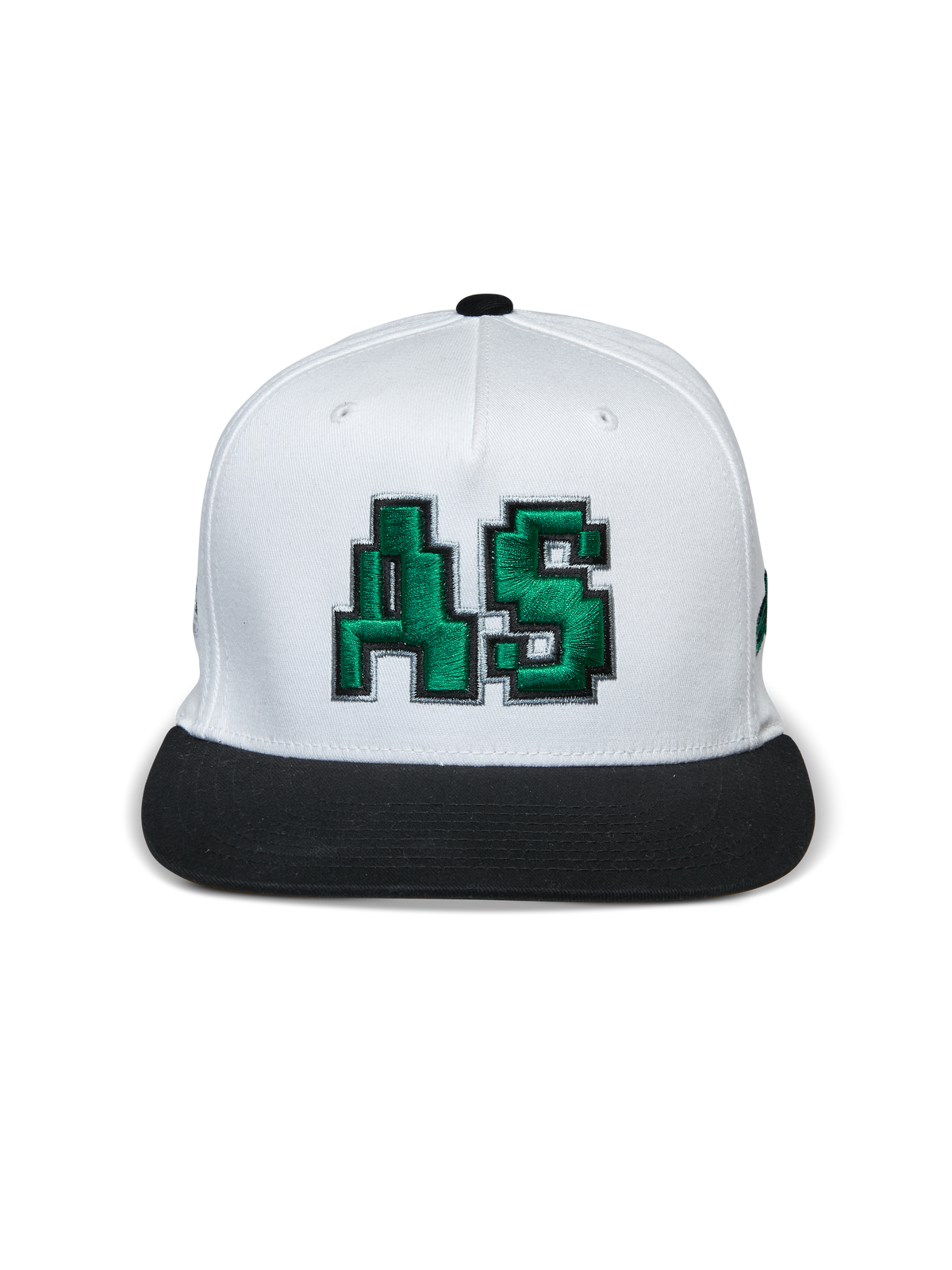 Alpinestars Franchise Hat, Flat Bill Cap, White and Black, Green 3D embroidered AS logo on front, structured crown with black flat bill, casual motorsport-inspired headwear