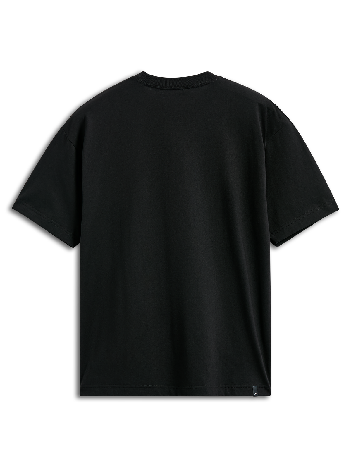 Alpinestars Abus CSF Tee, Short Sleeve T-Shirt, Black, Back view showing plain design and small brand tag at the hem, Casual Motorsport Sportswear
