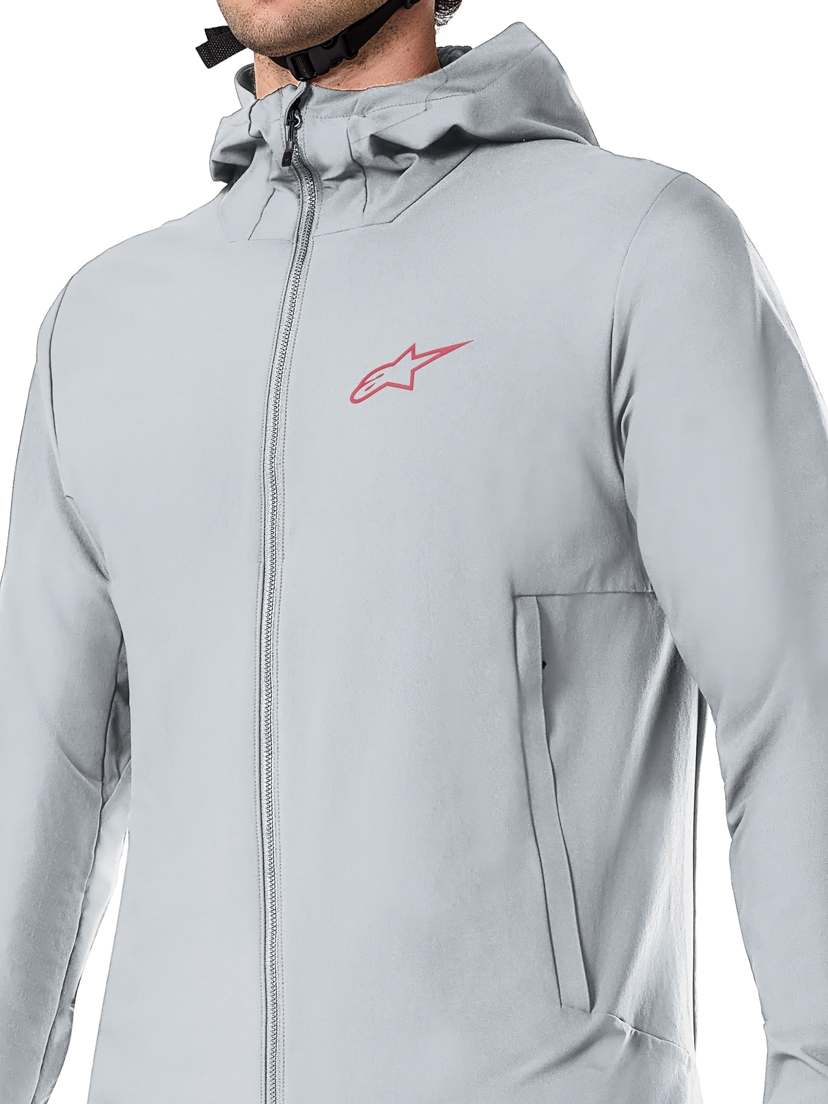 Alpinestars A-Dura Thermal Jacket, Cycling Jacket, Titanium Gray, featuring a fleece-lined hood and zippered pockets, lightweight PrimaLoft insulation for mountain biking and cold-weather off-road riding