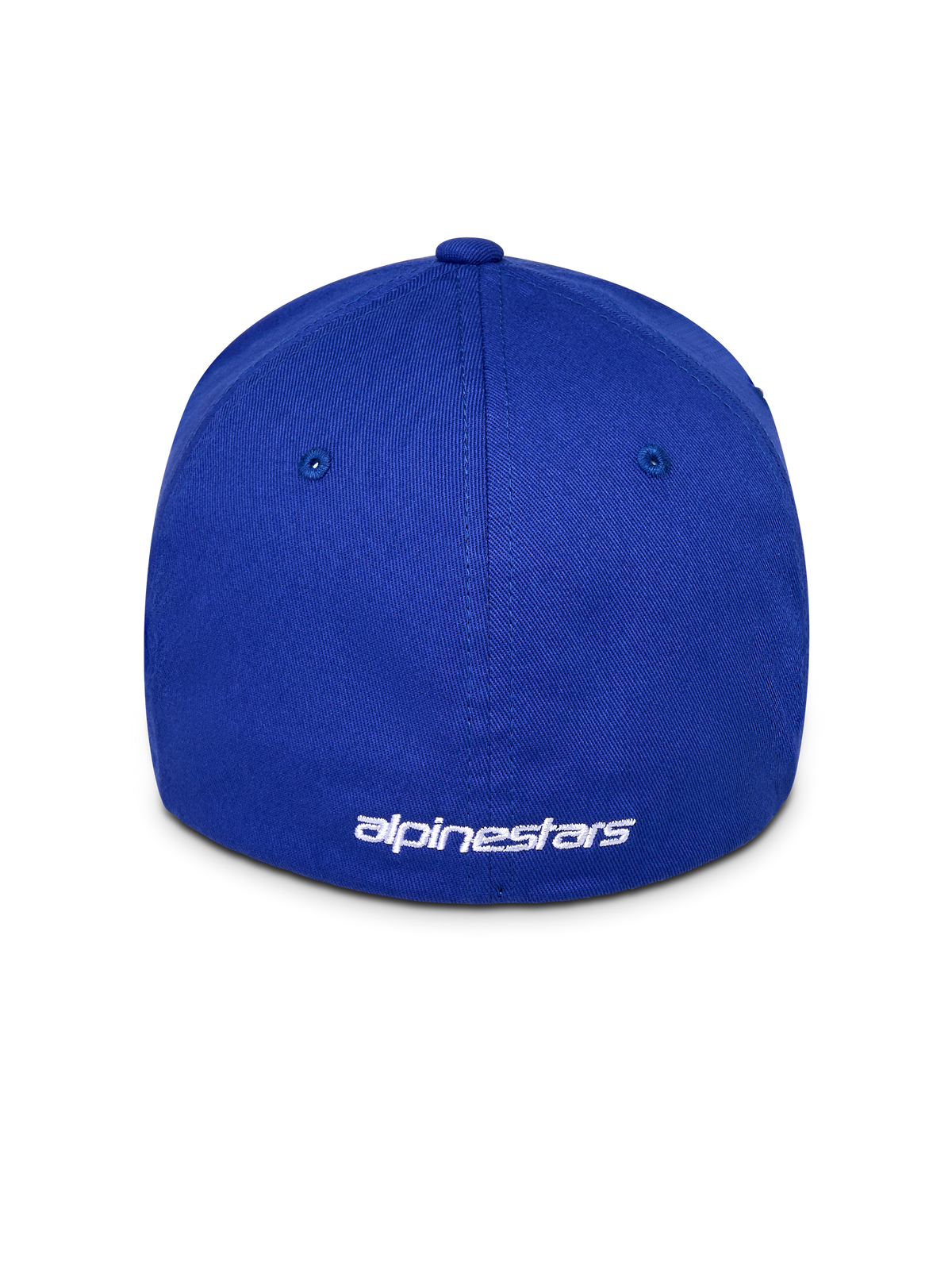 Alpinestars Corp Shift Multi Hat, Blue Baseball Cap, back view featuring white embroidered logo, flex back design, structured crown in stretch twill fabric