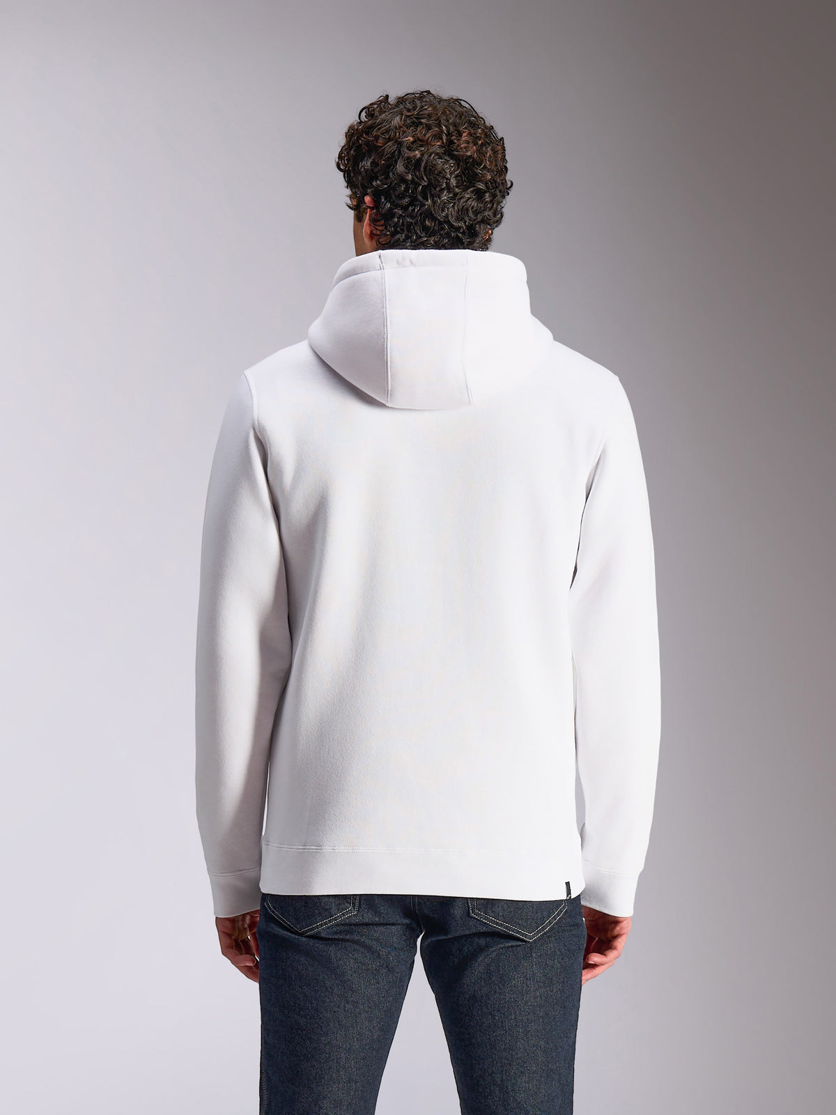 Alpinestars Blaze V3 Hoodie, back view, white pullover fleece, jersey-lined hood, long sleeves with ribbed cuffs and hem, casual motorsport-inspired streetwear