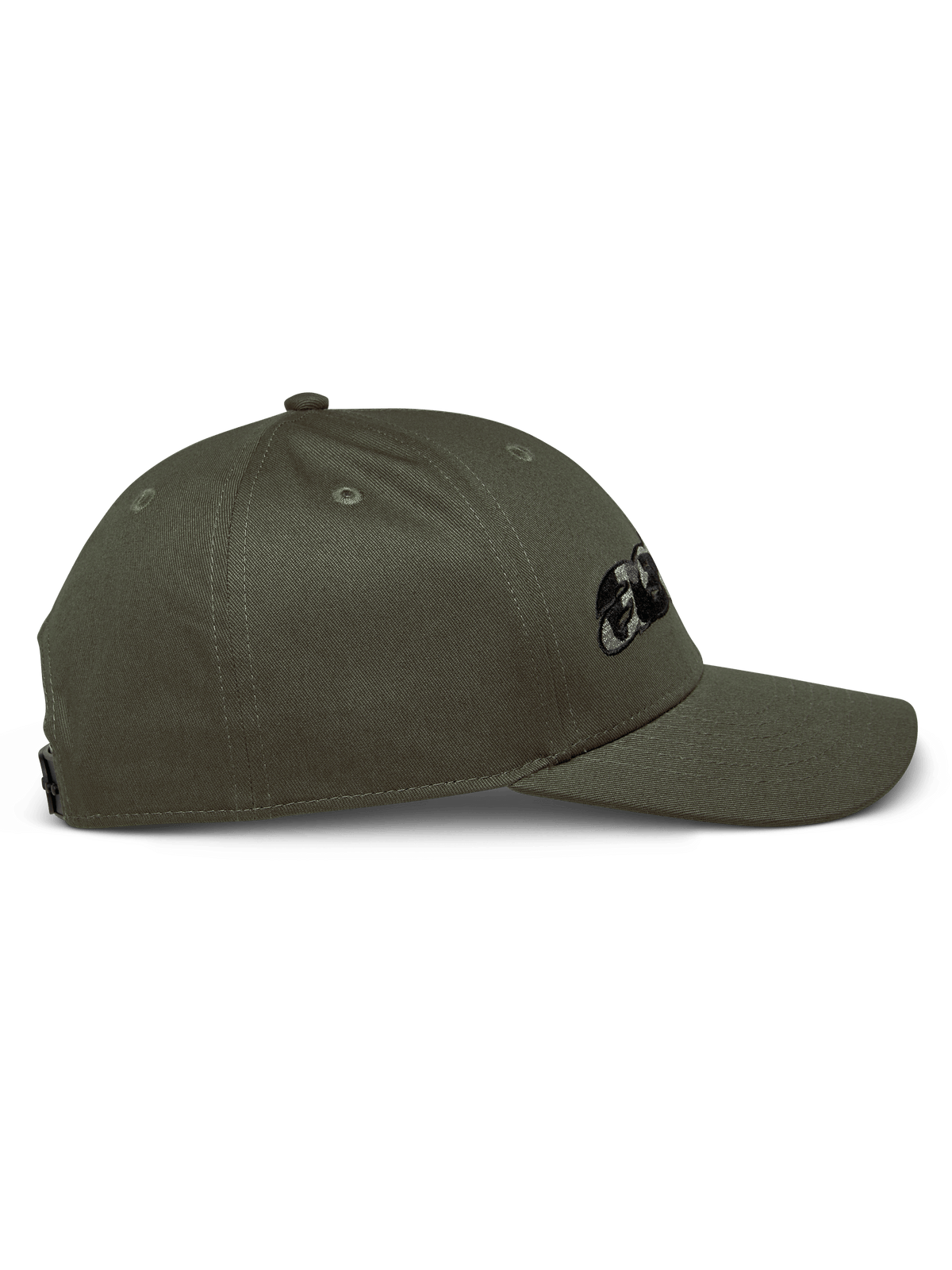 Alpinestars Canyon Hat, side view, Military Green, structured crown with curved bill, featuring embroidered Astars logo with camouflage fill, casual motorsport-inspired streetwear