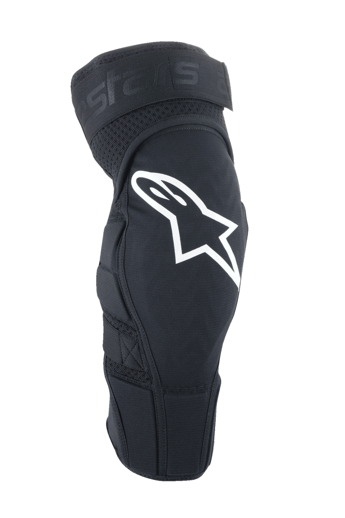 Alpinestars A-Impact Plasma Elite Knee Protector, MTB Knee Guards, Black with White Astar Logo, Ergonomic Pre-Curved Design with Mesh Ventilation, Adjustable Dual Strap Closure