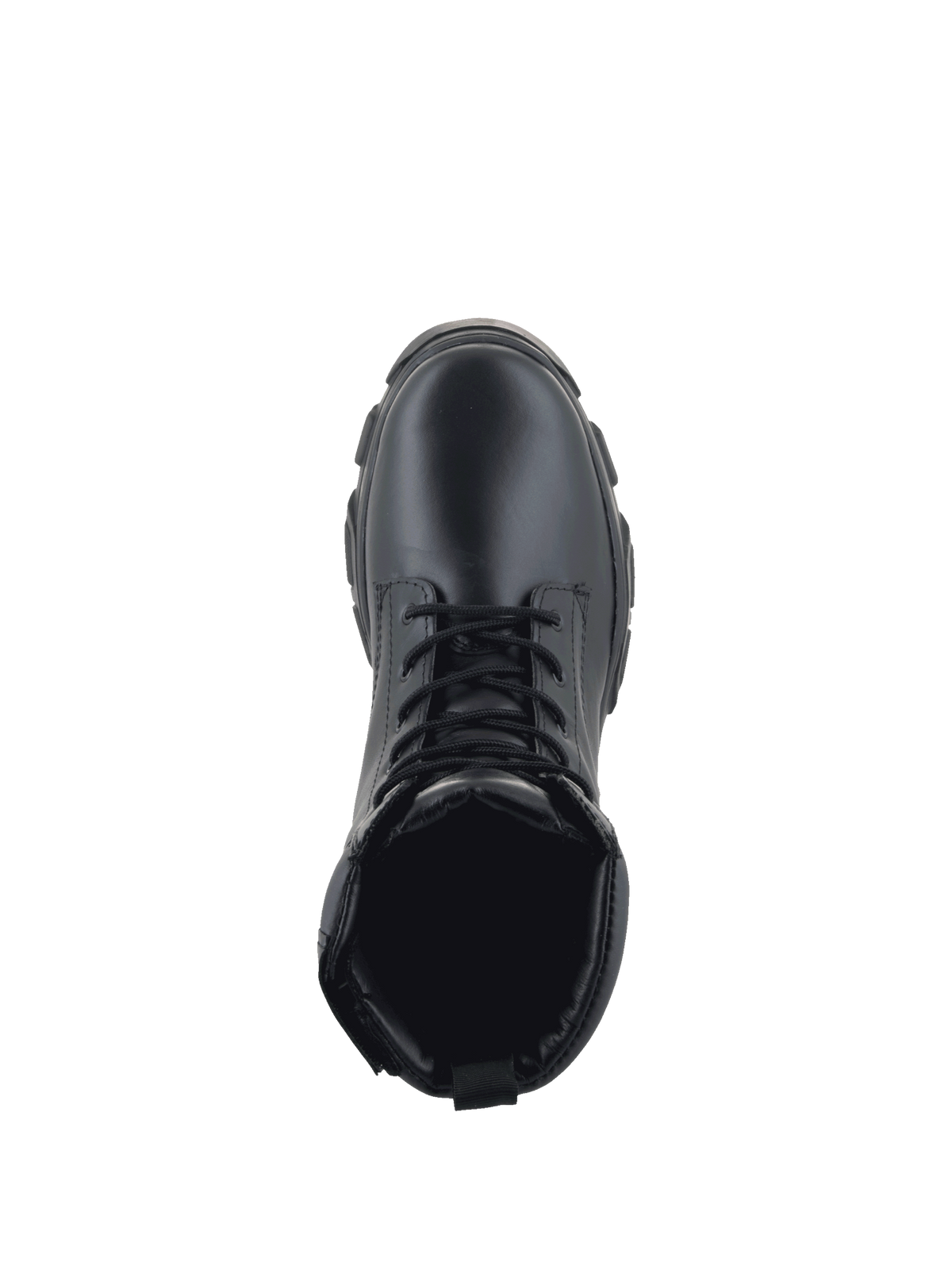Alpinestars Ava Women's Boots, black leather urban motorcycle boots, top view showing lace closure and durable rubber sole.
