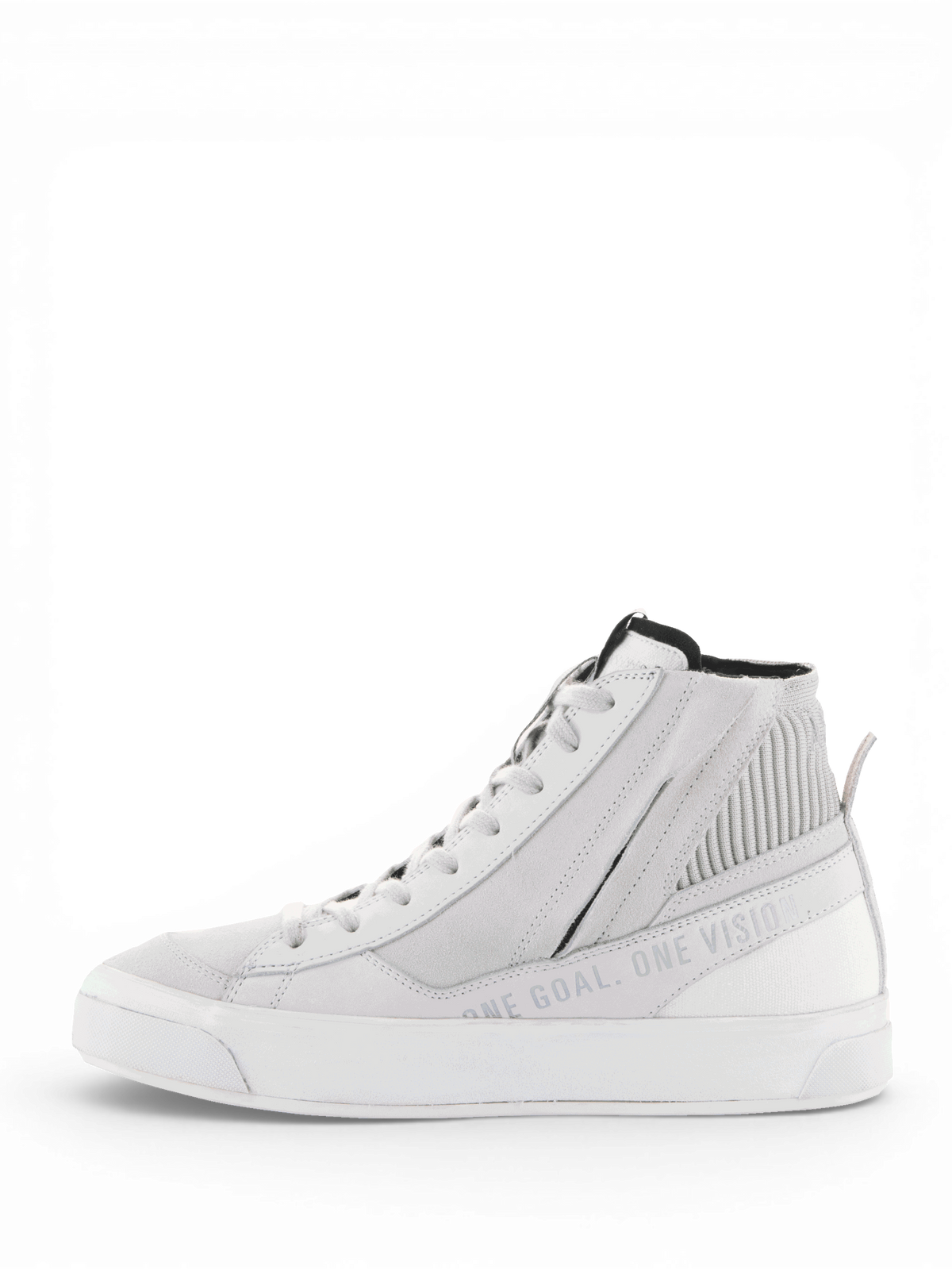 Alpinestars Stella Stated Podium Shoes, women's white and gray urban motorcycle sneakers with side zip and vulcanized sole.