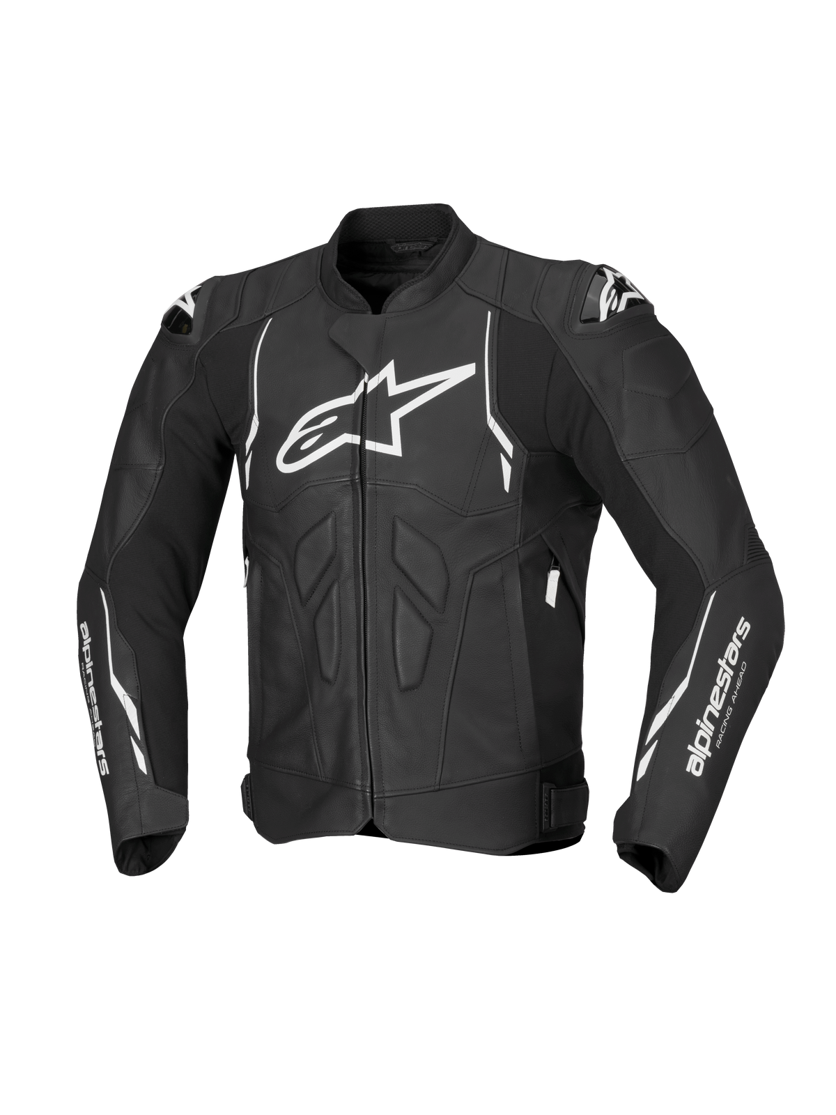 Alpinestars Dusk Leather Jacket, men's black and white motorcycle racing jacket, premium bovine leather, CE-certified AA.