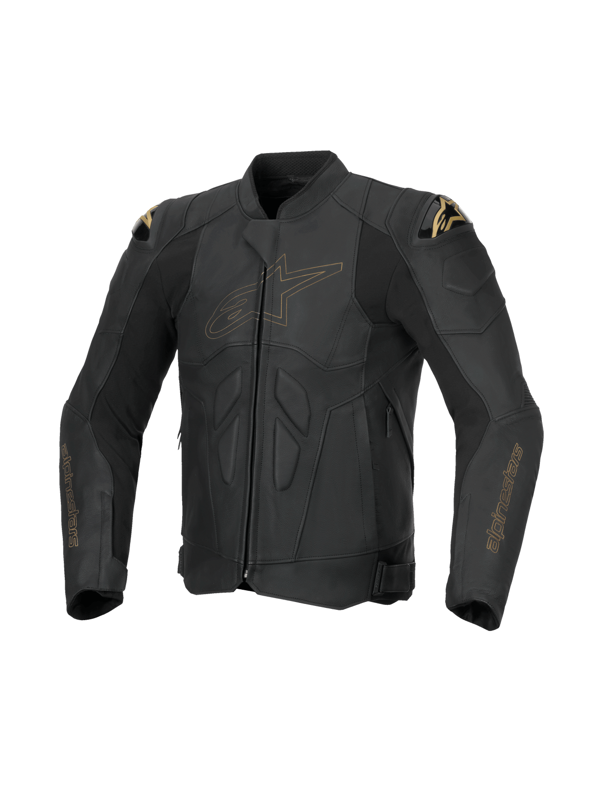 Alpinestars Dusk Leather Jacket, Men's Black Laser racing motorcycle jacket in bovine leather with DFS shoulder sliders.