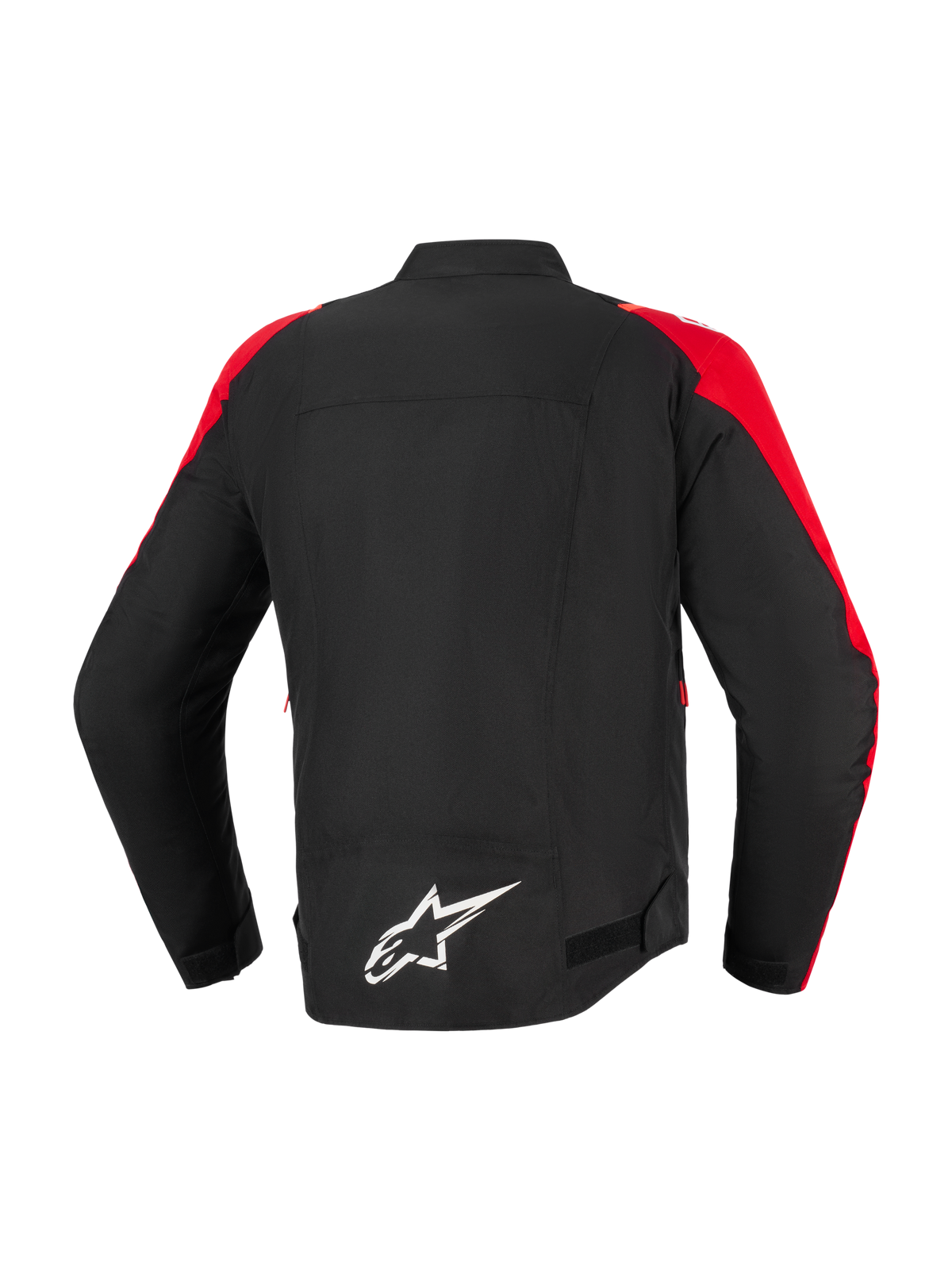 Alpinestars T-SPS V2 Waterproof Jacket, Motorcycle Jacket, Black with Red accents, back view featuring a white Alpinestars logo on the lower back, sport-cut textile design for urban and road riding
