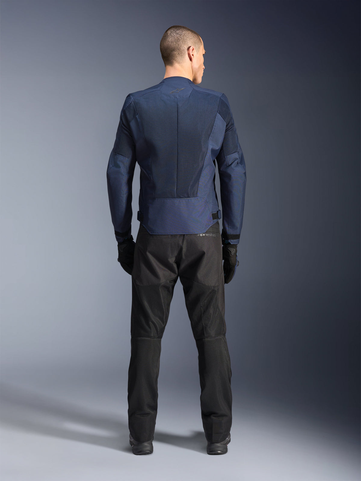 Alpinestars C-1 Air Jacket, Man's Blue Urban Motorcycle Jacket with tech mesh, Textile construction, Rear View.