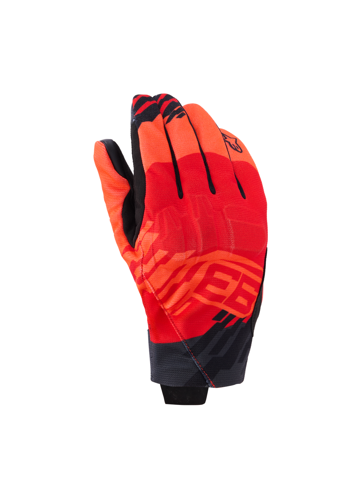 Alpinestars MM93 Reef V2 Gloves, short cuff motorcycle gloves, Red Fluo and Bright Red with Black accents, featuring Marc Marquez MM93 graphics and integrated knuckle protection, modern urban design