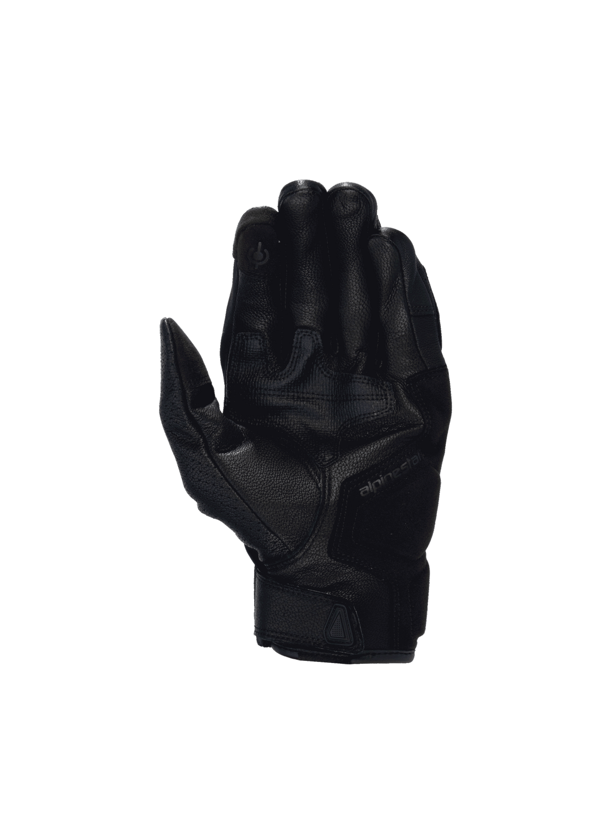 Alpinestars Celer V3 Gloves, black goat leather motorcycle road riding gloves featuring reinforced palm and touchscreen tip.