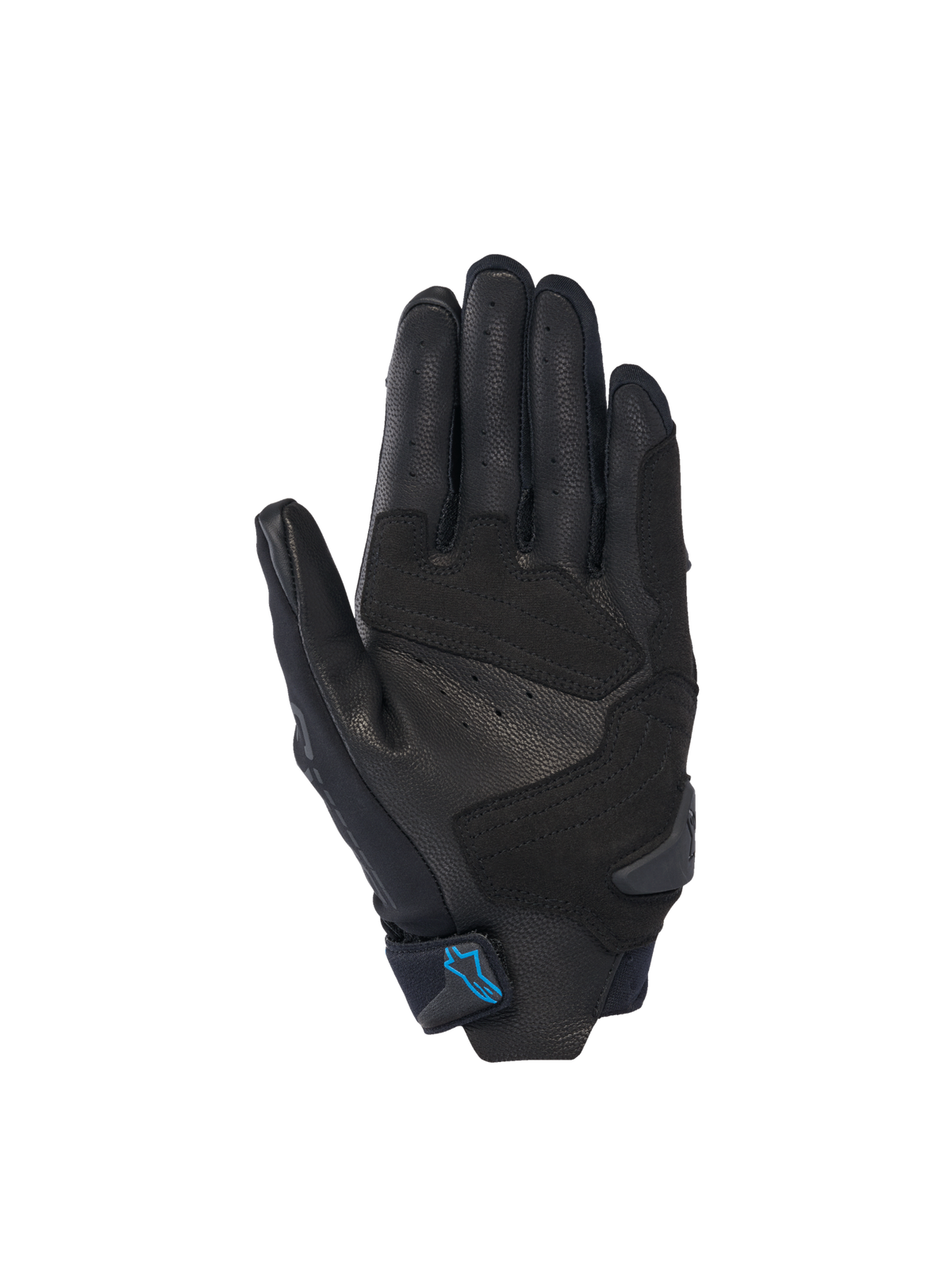 Alpinestars Stella SP X 3 Women's Motorcycle Gloves, Black and Blithe Blue, featuring a perforated leather palm.