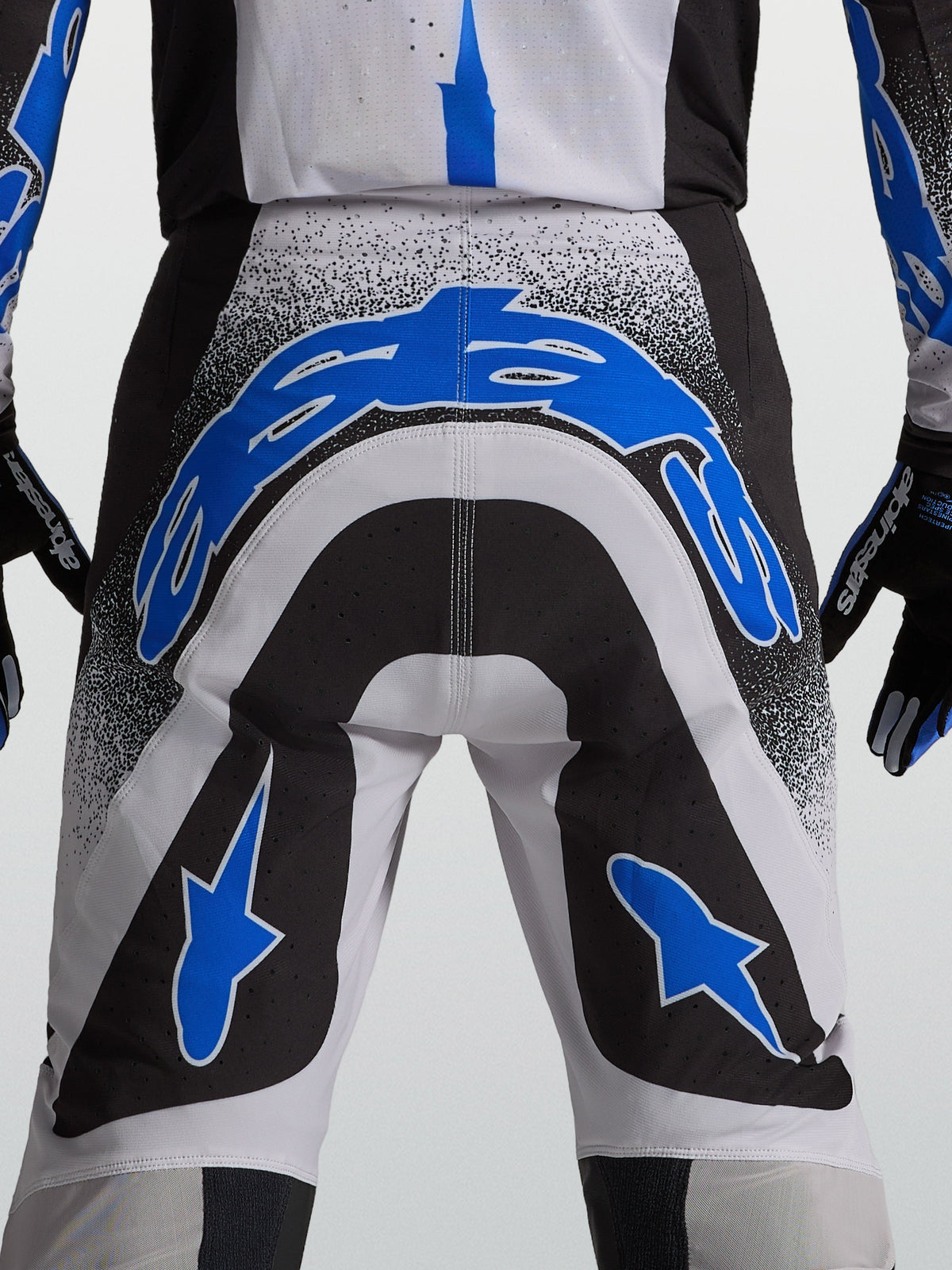 Alpinestars Supertech Hiten AFD Pants, men's blue and black motocross gear with athletic fit and durable stretch panels.