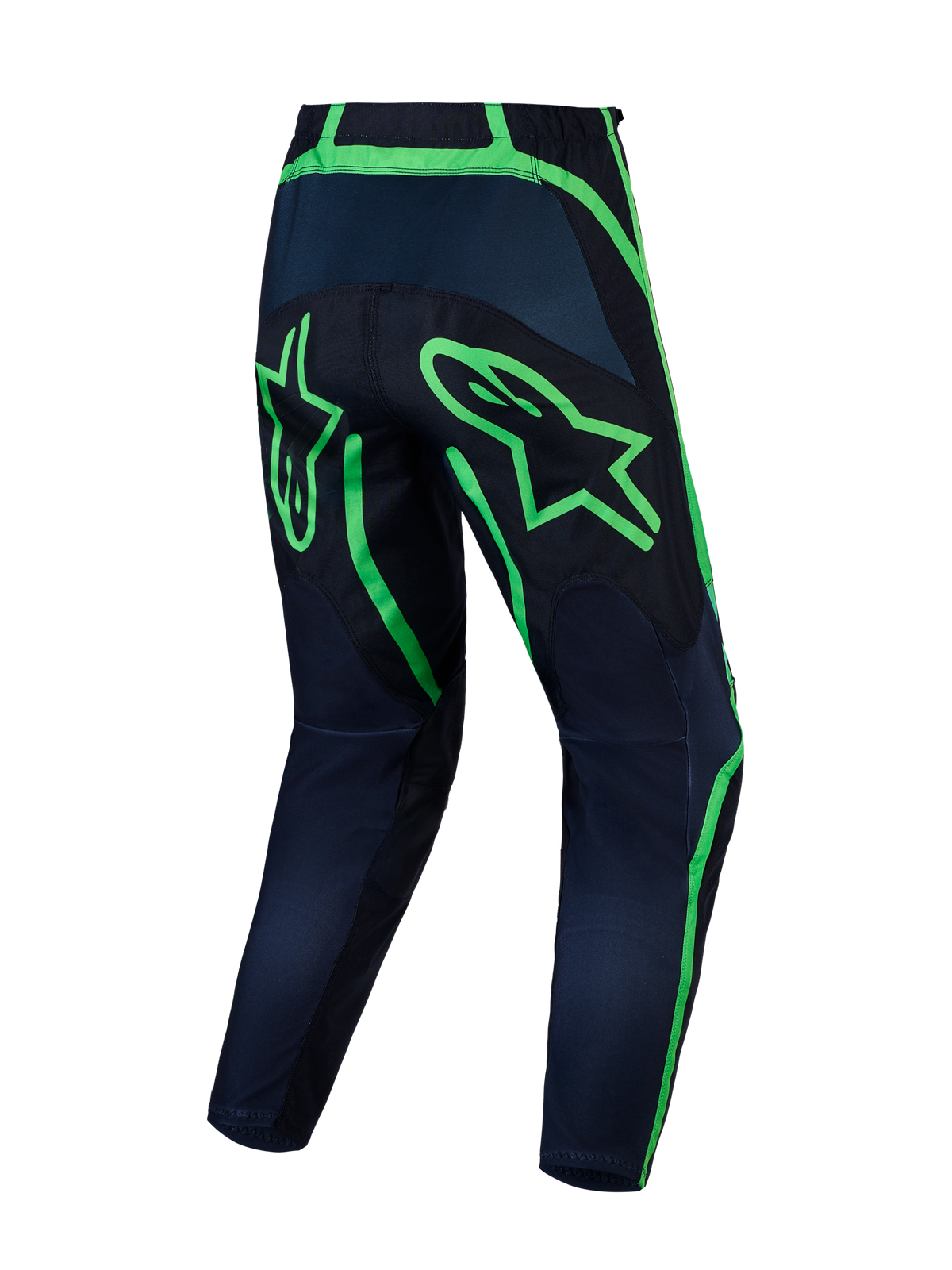 Alpinestars Fluid Apex V2 Motocross Pants, Men's, Black and Green Fluo, durable 600D polyfabric with pre-curved legs.