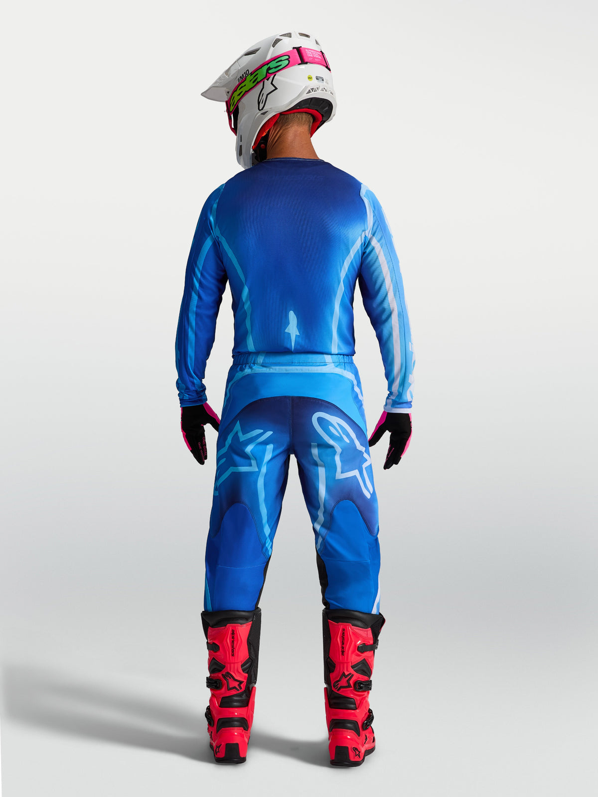 Alpinestars Fluid Kepler Pants, Men's Motocross Gear in Ucla Blue, rear view showing ergonomic fit and durable polyfabric.