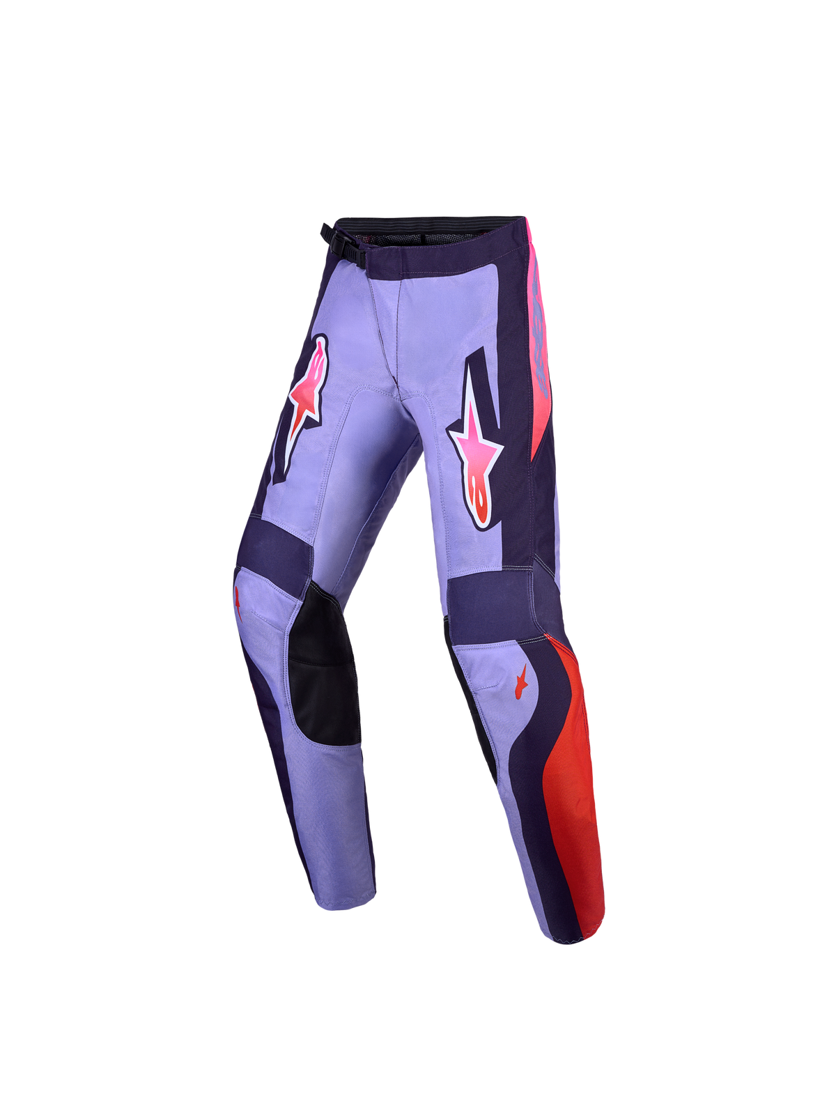 Alpinestars 2027 Youth Fluid Hunt Pants, purple and pink motocross pants with durable 600D textile and ergonomic sport fit.