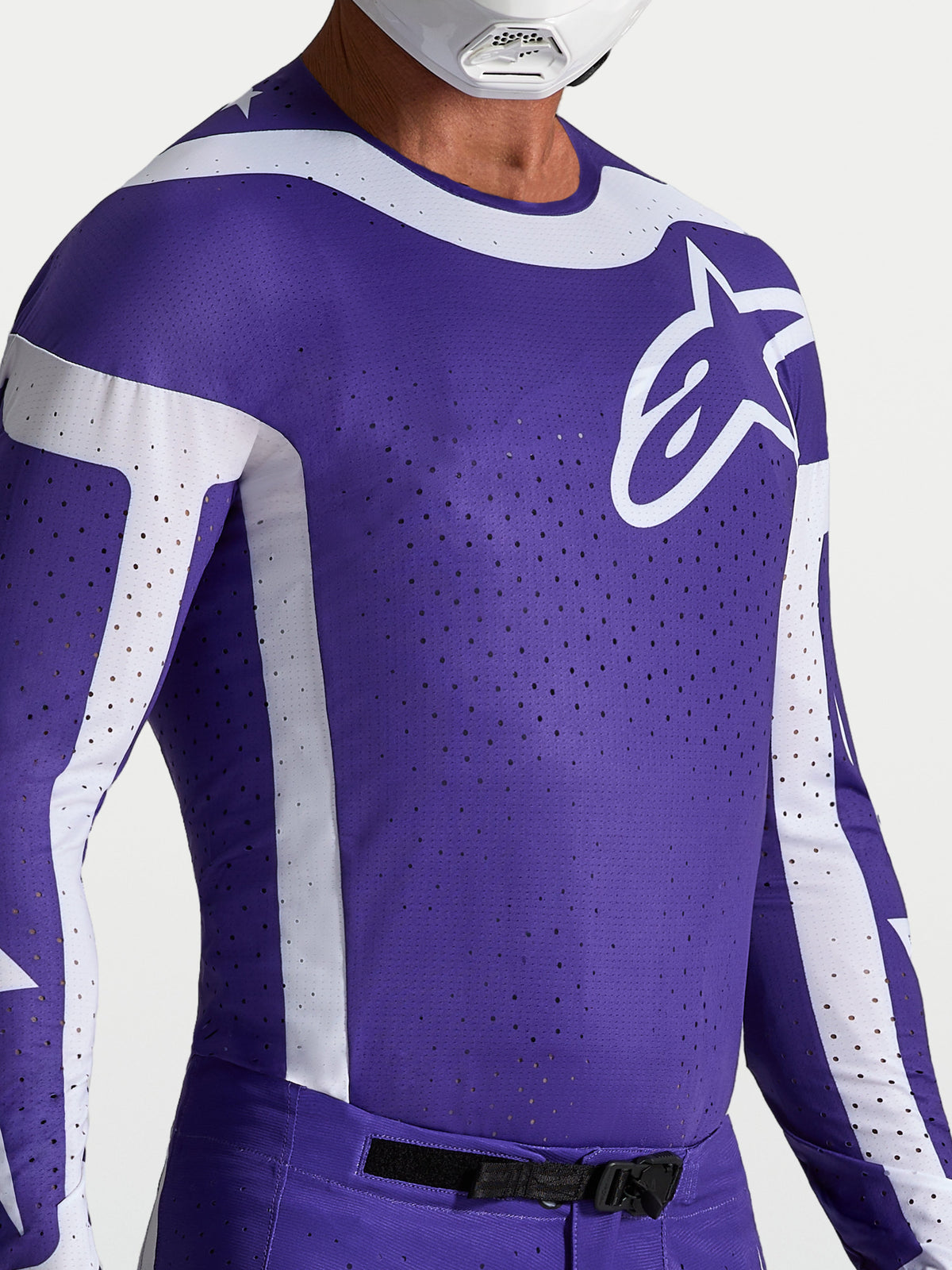 Alpinestars Supertech Vesta Jersey, Men's Motocross Racing Top, Deep Blue and White, Laser-cut Perforated Mesh.