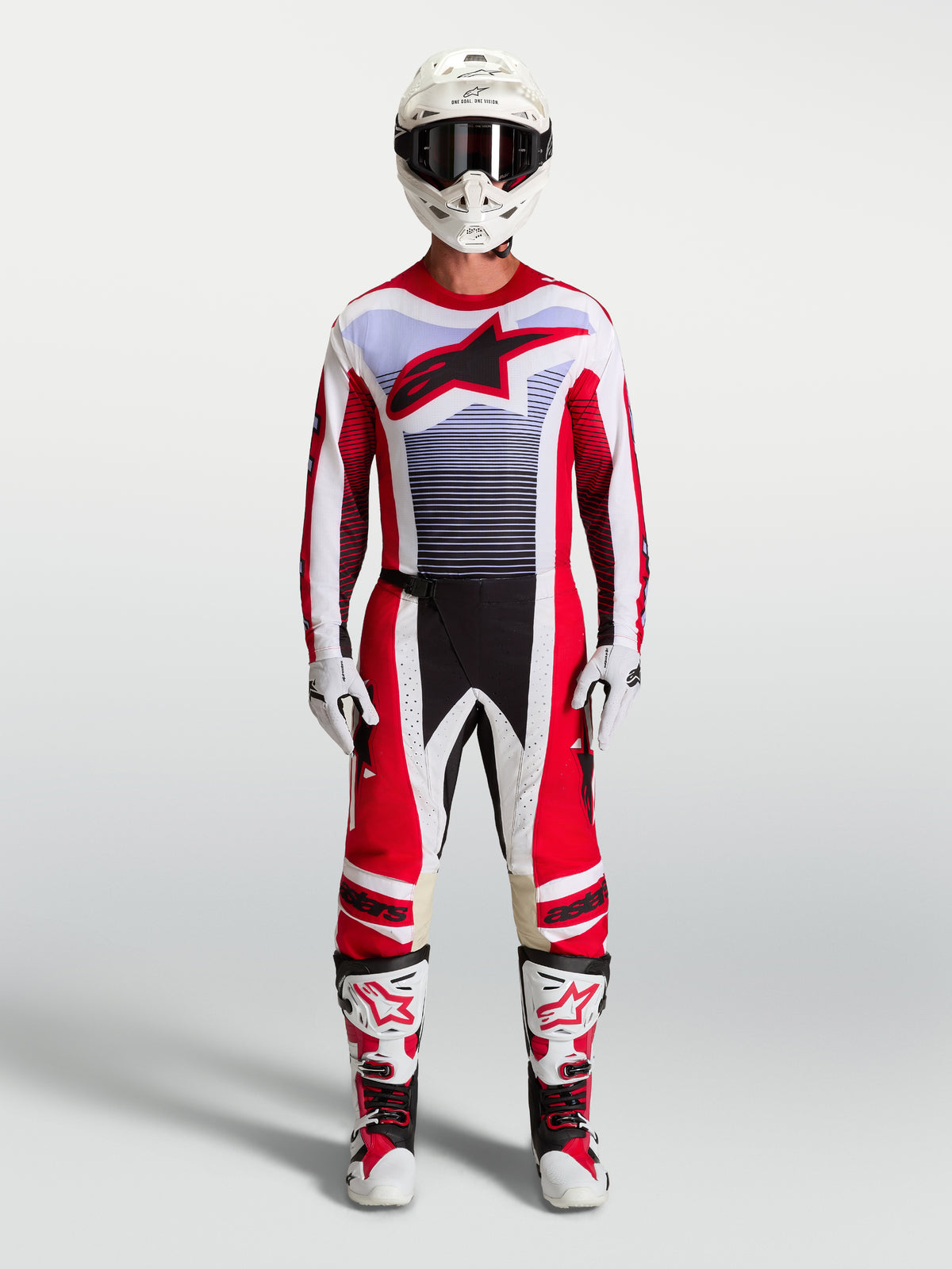 Alpinestars Techstar Maven Gear Set, Motocross Racing Outfit, Men's, Red and White, athletic race fit.