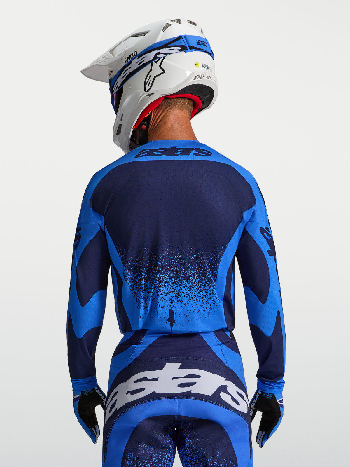 Alpinestars Techstar Swan Jersey, Men's Motocross Gear, Ucla Blue and Deep Blue, featuring an athletic race fit.