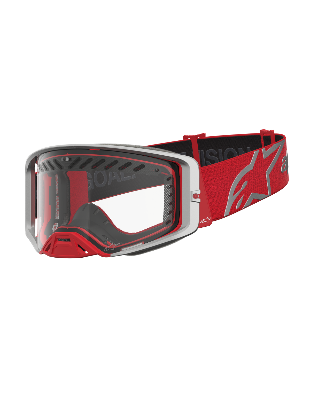 Alpinestars Supertech Dura Air Fluid Goggles, Motocross Racing Goggles, Red and Silver with Clear Polycarbonate Lens.
