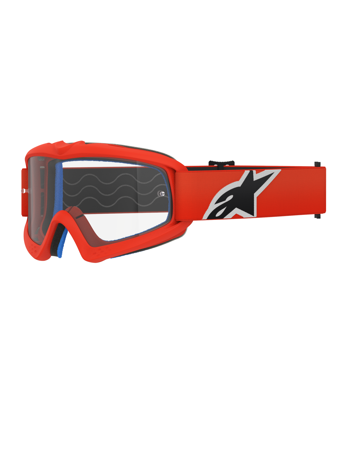 Alpinestars Vision Youth Corp Goggles, Motocross Goggles, Orange and Clear, featuring an orange frame and wide strap with a bold black and white logo, clear anti-fog lens, designed for youth riders and off-road racing.