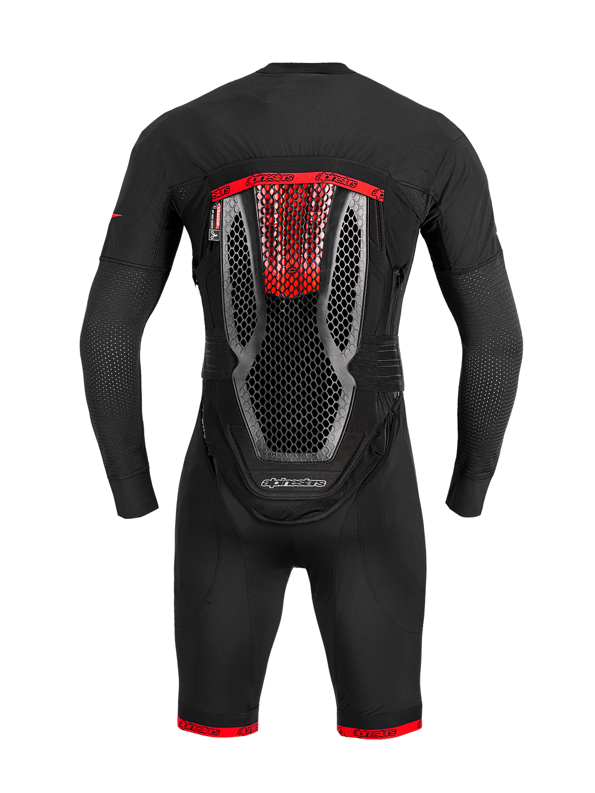 Tech-Air 10 V2 Race Airbag System in black, featuring an integrated honeycomb back protector and red racing accents.