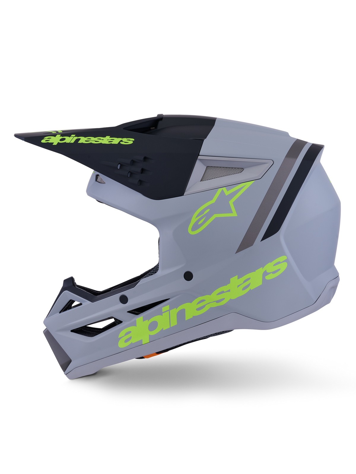 Alpinestars S-M3 Radium Helmet, Motocross Helmet, Green Black and Yellow Fluo Matte, thermo-injected shell with integrated visor and high-flow ventilation ports, engineered for MX and Enduro riding