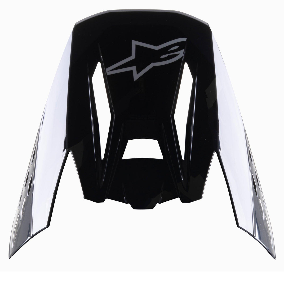 Alpinestars S-M5 Rover Visor, Motocross Helmet Replacement Peak, Black Anthracite Camo Glossy, featuring grey Alpinestars logo, angular design with camouflage side accents, replacement accessory for off-road racing helmets