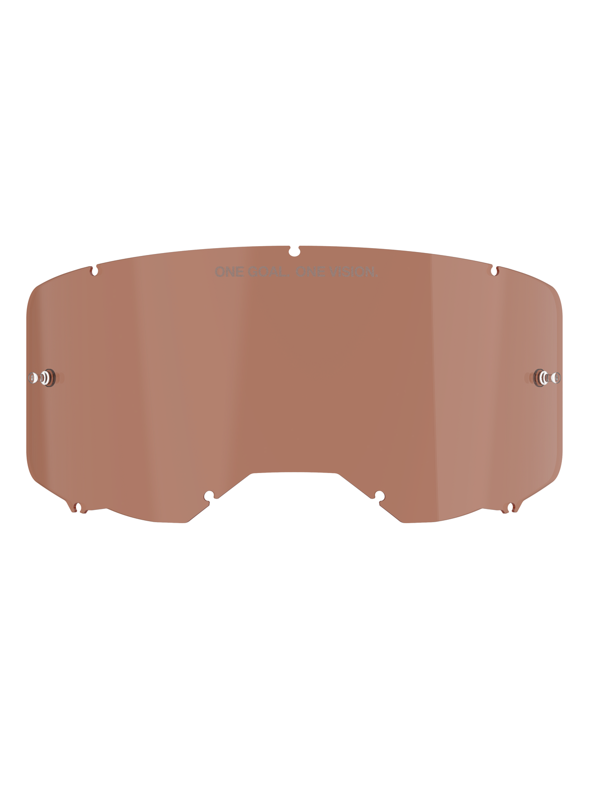Alpinestars Vision 8-5-3 Goggle Lens, Copper Rose tint, replacement motocross goggle lens featuring "ONE GOAL. ONE VISION." text, curved polycarbonate design with tear-off pins for off-road racing