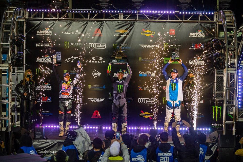 RECORD-BREAKING ELI TOMAC SEALS FIFTH DAYTONA 450SX MAIN EVENT WIN; COOPER WEBB 2ND, AARON PLESSINGER 3RD