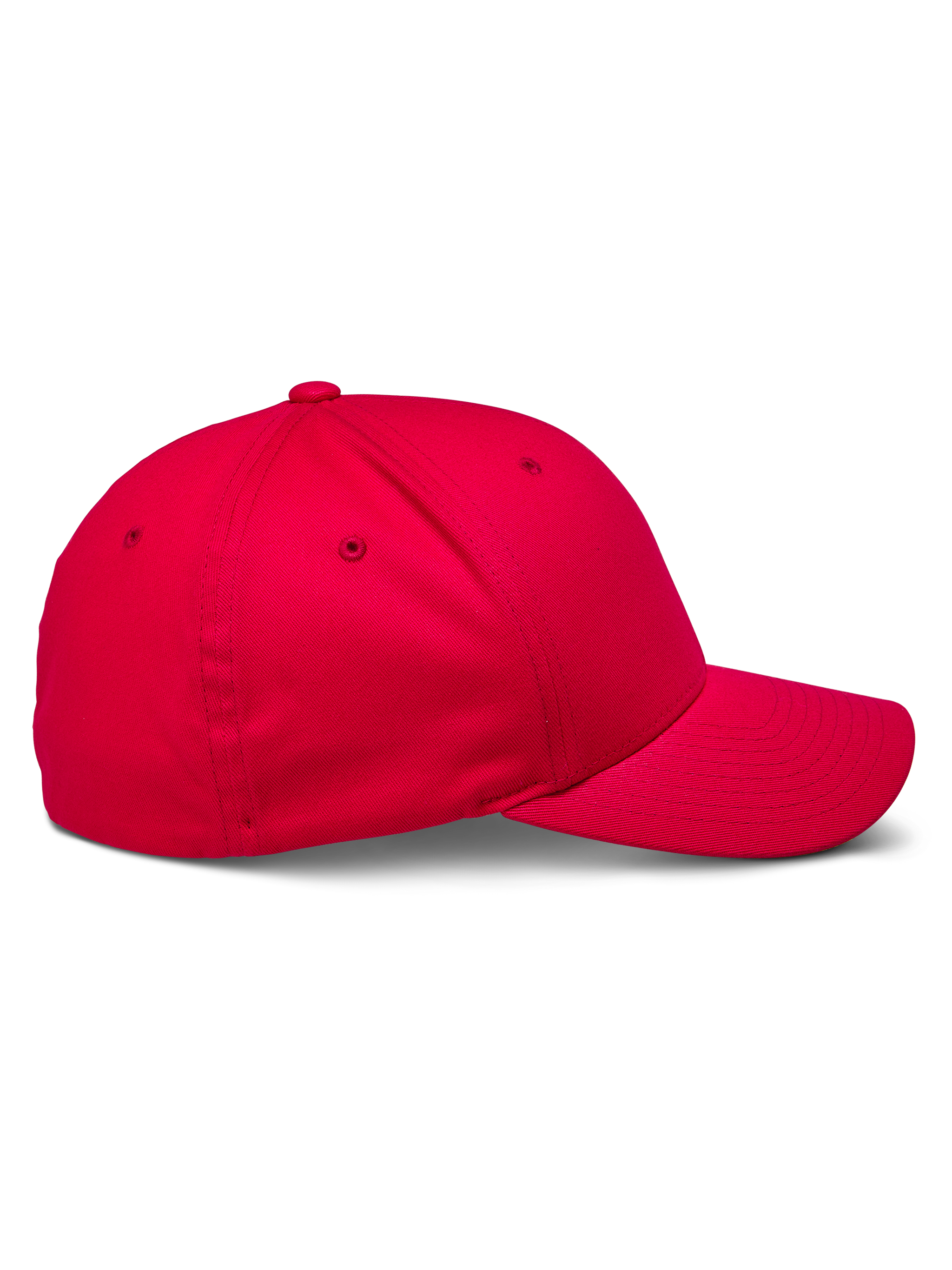 Alpinestars Corp Shift 2 Curved Brim Cap, Red, side profile view showing a structured crown and curved bill, stretch twill fabric, casual motorsport-inspired headwear