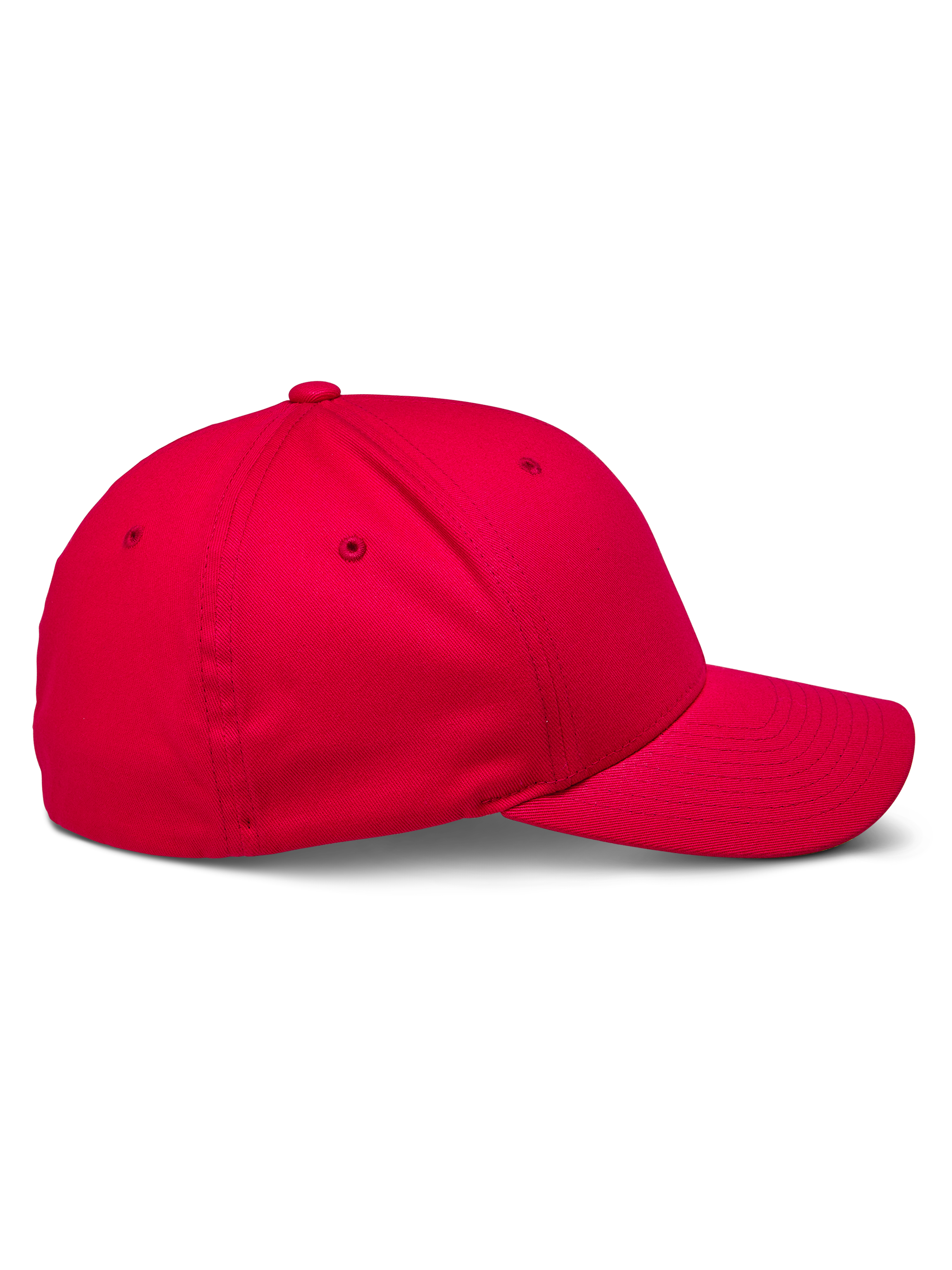Alpinestars Corp Shift 2 Curved Brim Cap, Red, side profile view showing a structured crown and curved bill, stretch twill fabric, casual motorsport-inspired headwear