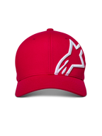 Alpinestars Corp Shift 2 Curved Brim Cap, Red, White 3D embroidered logo on the side panel, structured crown, curved bill, casual motorsport streetwear