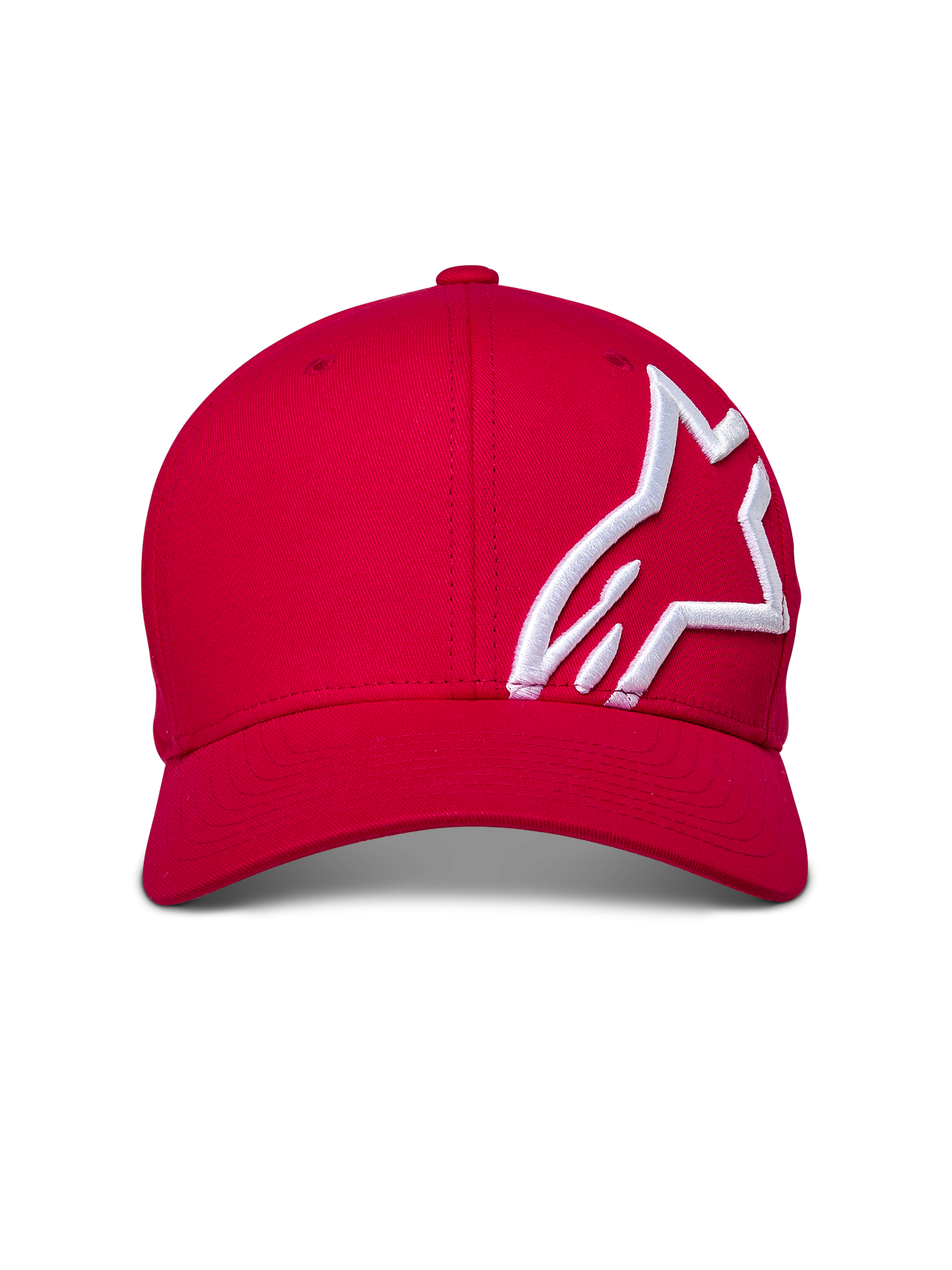 Alpinestars Corp Shift 2 Curved Brim Cap, Red, White 3D embroidered logo on the side panel, structured crown, curved bill, casual motorsport streetwear