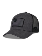 Alpinestars Flag Snapback Hat, Charcoal Heather and Black, Trucker Style Baseball Cap, Rectangular Flag Patch with Star Logo, Curved Brim and Breathable Mesh Back