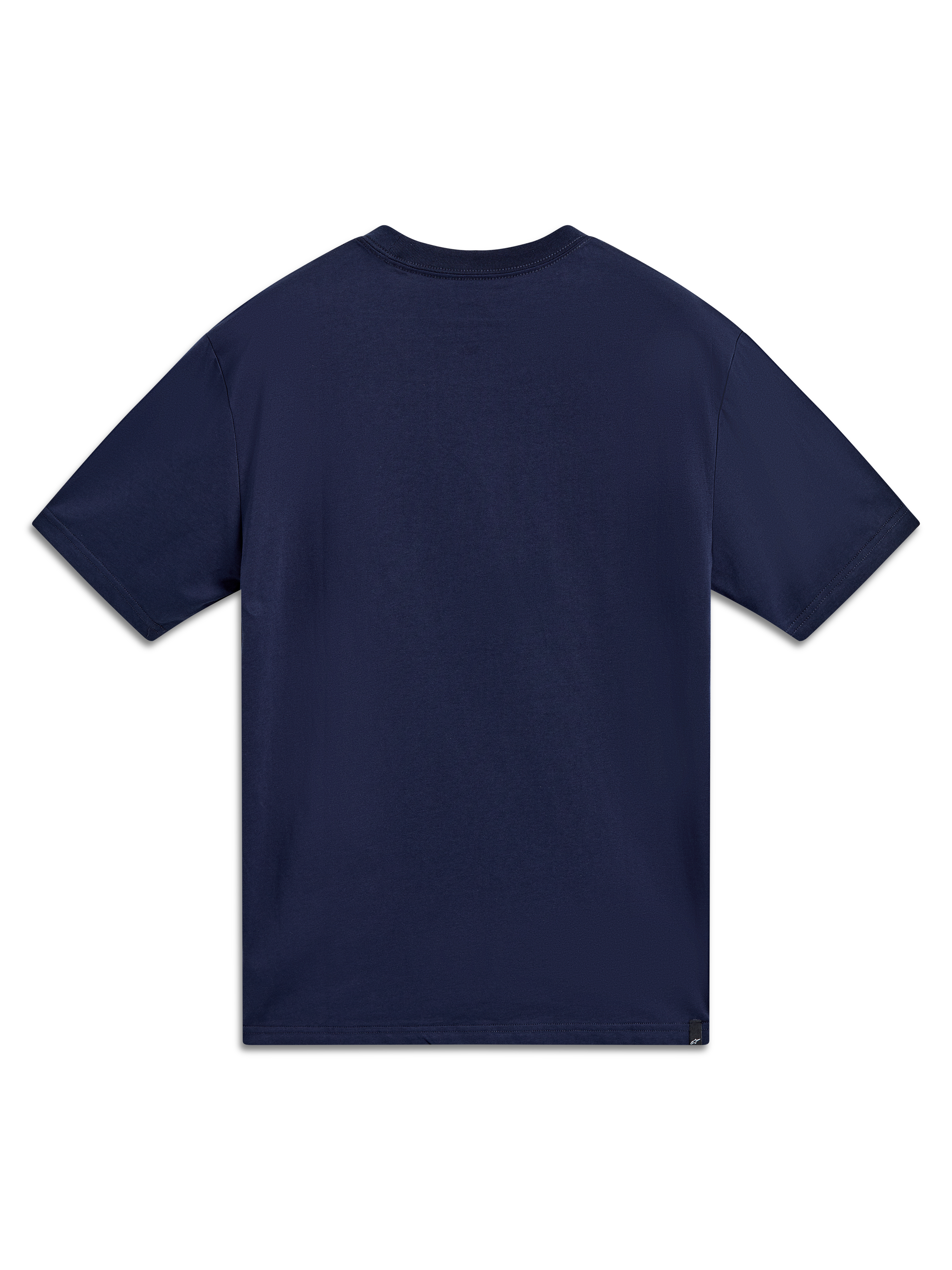 Alpinestars Ageless 2.0 CSF Tee, navy blue sportswear t-shirt, short-sleeved cotton-poly blend, back view.