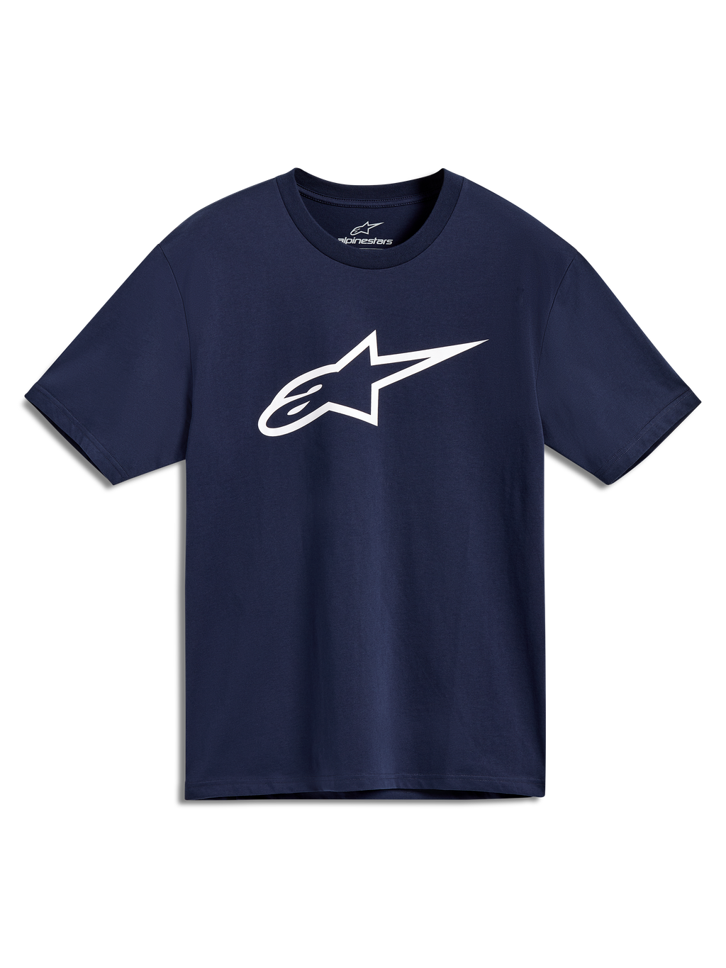 Alpinestars Ageless 2.0 CSF Tee, navy blue short-sleeve sportswear t-shirt with a large white front star logo.