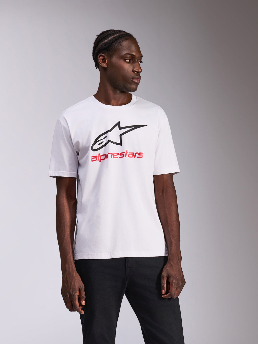 Alpinestars Always 2.0 CSF Tee, Short Sleeve T-Shirt, White, Black Alpinestars Logo and Red Text, Casual Motorsport Sportswear