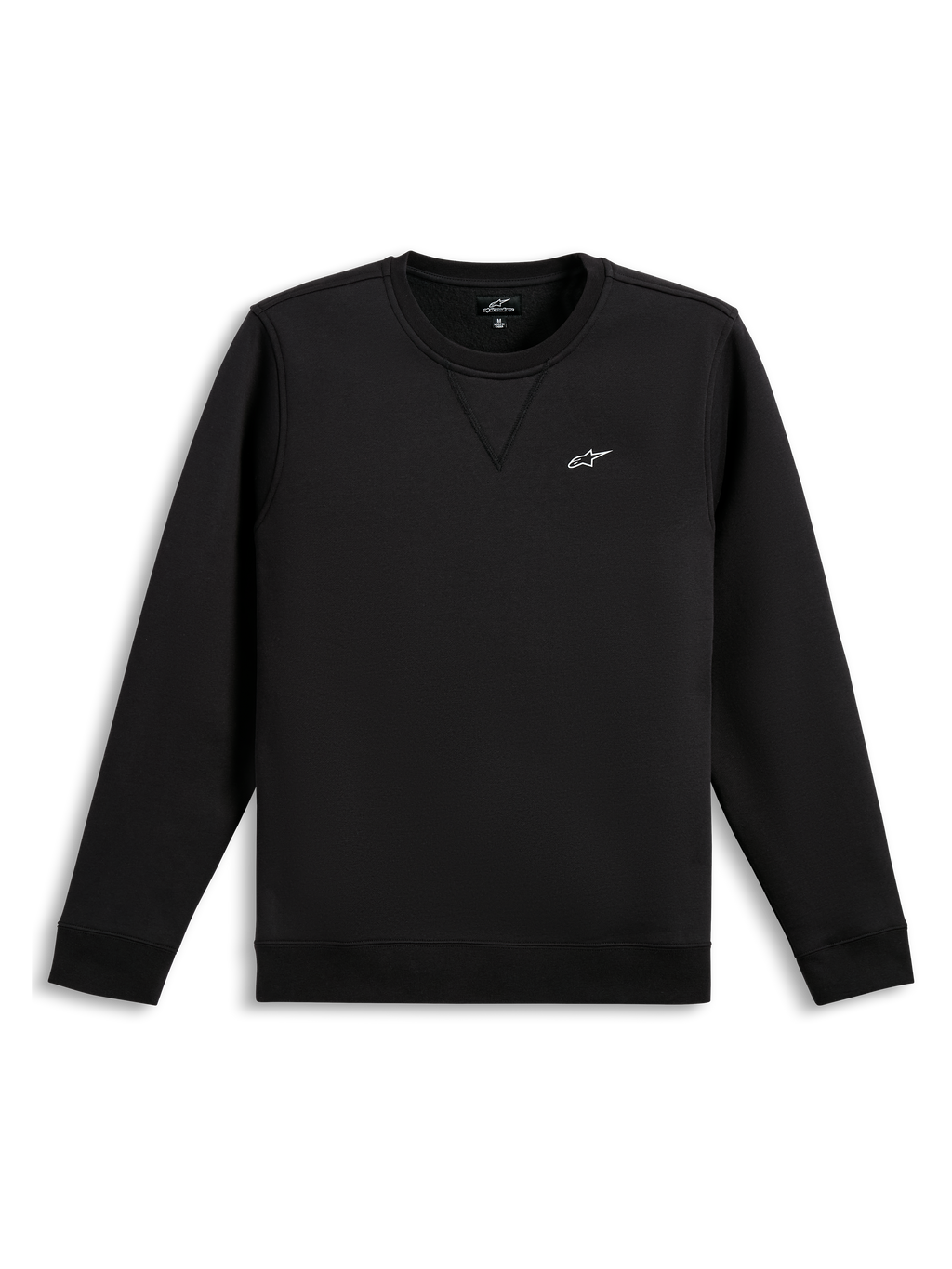 Alpinestars Positive Crew, Black Sportswear Pullover Sweatshirt with a white chest logo graphic and ribbed cuffs and hem