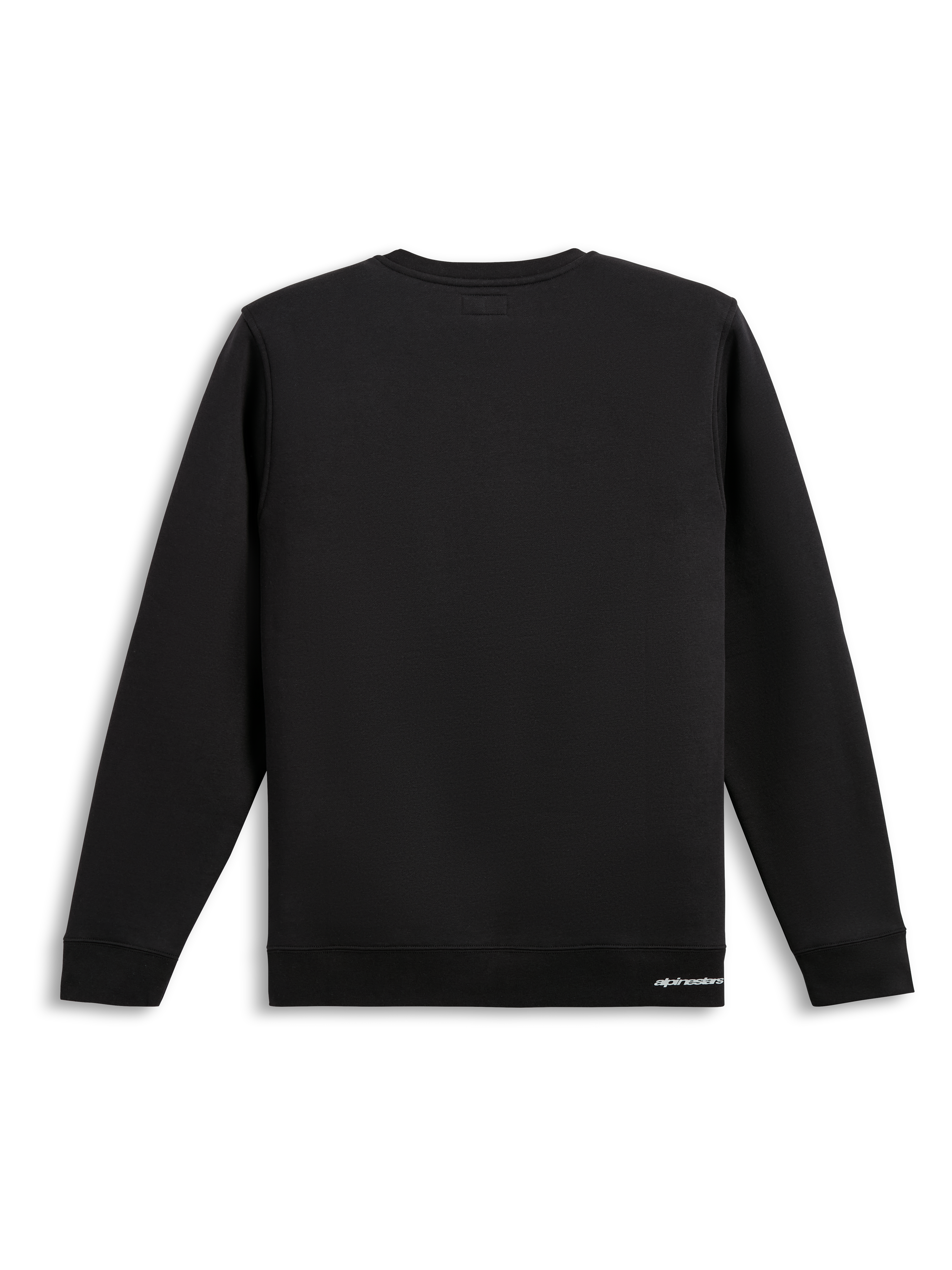 Alpinestars Positive Crew, Black Sportswear Sweatshirt, rear view showcasing a clean cotton-blend pullover design with ribbed hem and cuffs