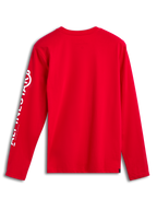 Alpinestars Committed CSF Tee, Long Sleeve T-Shirt, Red, Back view, vertical white Alpinestars sleeve logo, casual motorsport-inspired apparel
