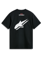 Alpinestars Formulate Csf Tee, Short Sleeve T-Shirt, Black, back view featuring a large white perforated Astars logo with red and white text branding, Casual Motorsport Streetwear