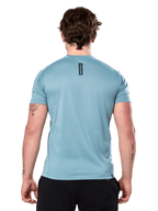 Alpinestars Point Performance Tee - Short Sleeve, Ice Blue, back view featuring small vertical black 'astars' word logo on upper back, moisture-wicking performance fabric, casual sportswear