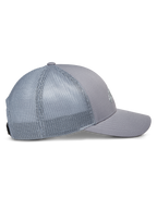 Alpinestars Terolithic Trucker Hat, Grey, side profile view featuring curved bill and mesh back panels, structured low crown, casual sportswear