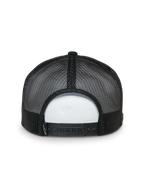 Alpinestars That Way Trucker Hat, back view, black, mesh rear panels with adjustable snapback closure, small woven logo tag, casual motorsport-inspired headwear