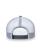 Alpinestars That Way Trucker Hat, Trucker Cap, Grey and White, Back view showing white mesh panels and grey snapback closure, adjustable fit, casual sportswear headwear