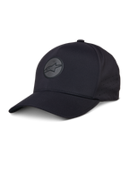 Alpinestars Apex Hat, Black Baseball Cap, Curved Brim, Reflective Circular Star Logo, Perforated Side Panels for Ventilation, Performance Sportswear Headwear