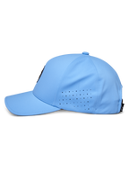 Alpinestars Apex Hat, Blue, side profile view, curved bill with perforated side panels for ventilation, technical moisture-wicking fabric, performance motorsport-inspired headwear
