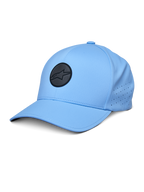 Alpinestars Apex Hat, Blue Baseball Cap, featuring a black circular logo, perforated side panels for ventilation, curved brim, performance sportswear