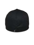 Alpinestars Share Hat, Black, back view showing closed flex-back construction, small white Astars logo on the rear seam, casual motorsport-inspired streetwear